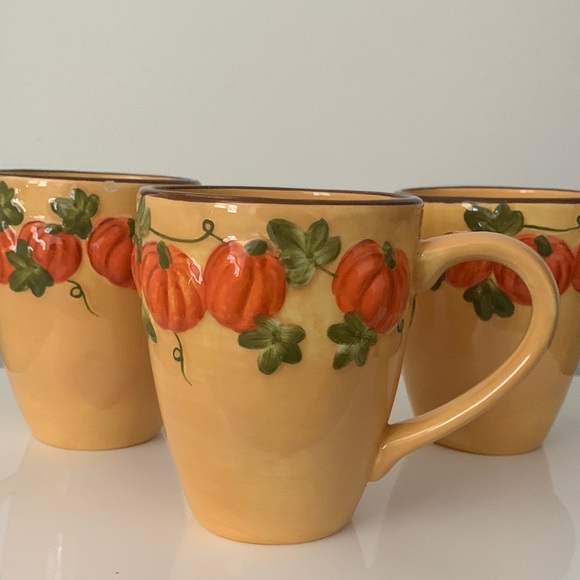 Autumn Harvest Pumpkin Ceramic Mugs - Set of 3 - Picture 2 of 3